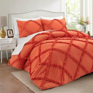 Comforter Set King Size Bedding – 3 Piece Farmhouse Bedding Set Cover Ruffle